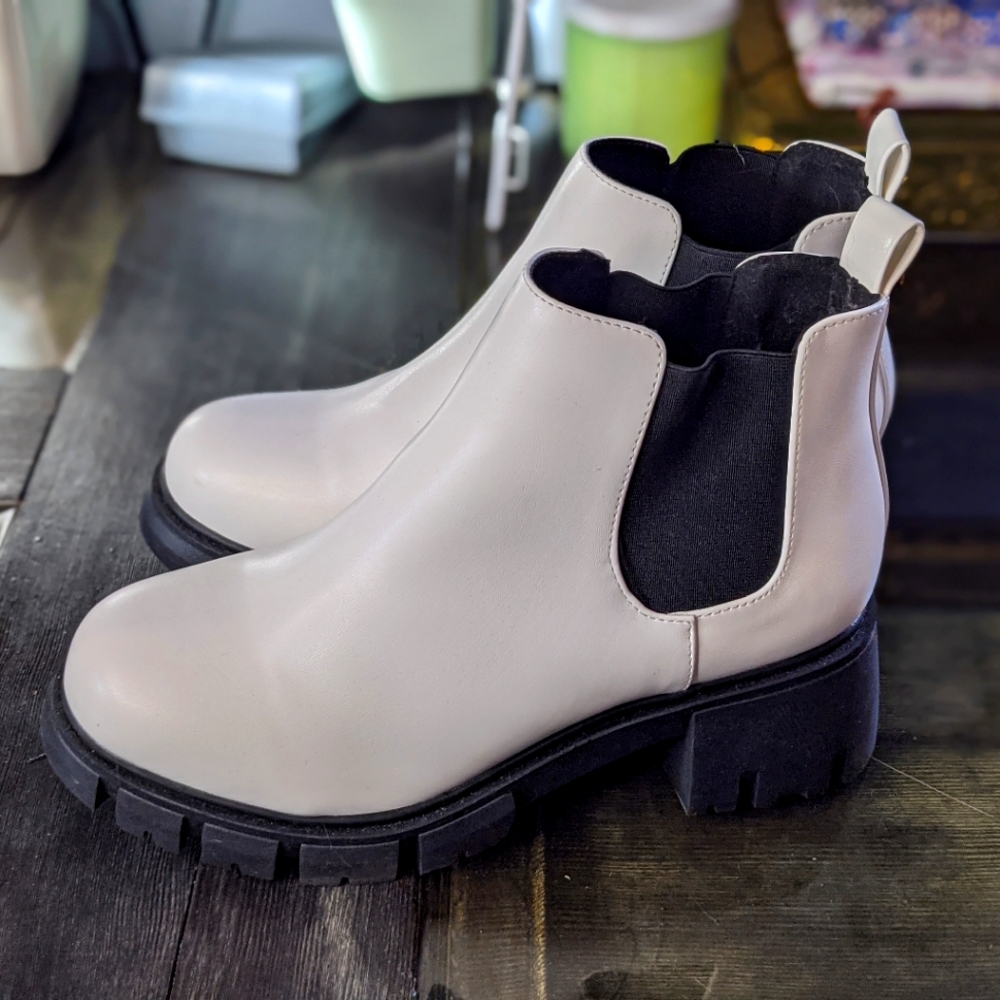 White Moto Boots